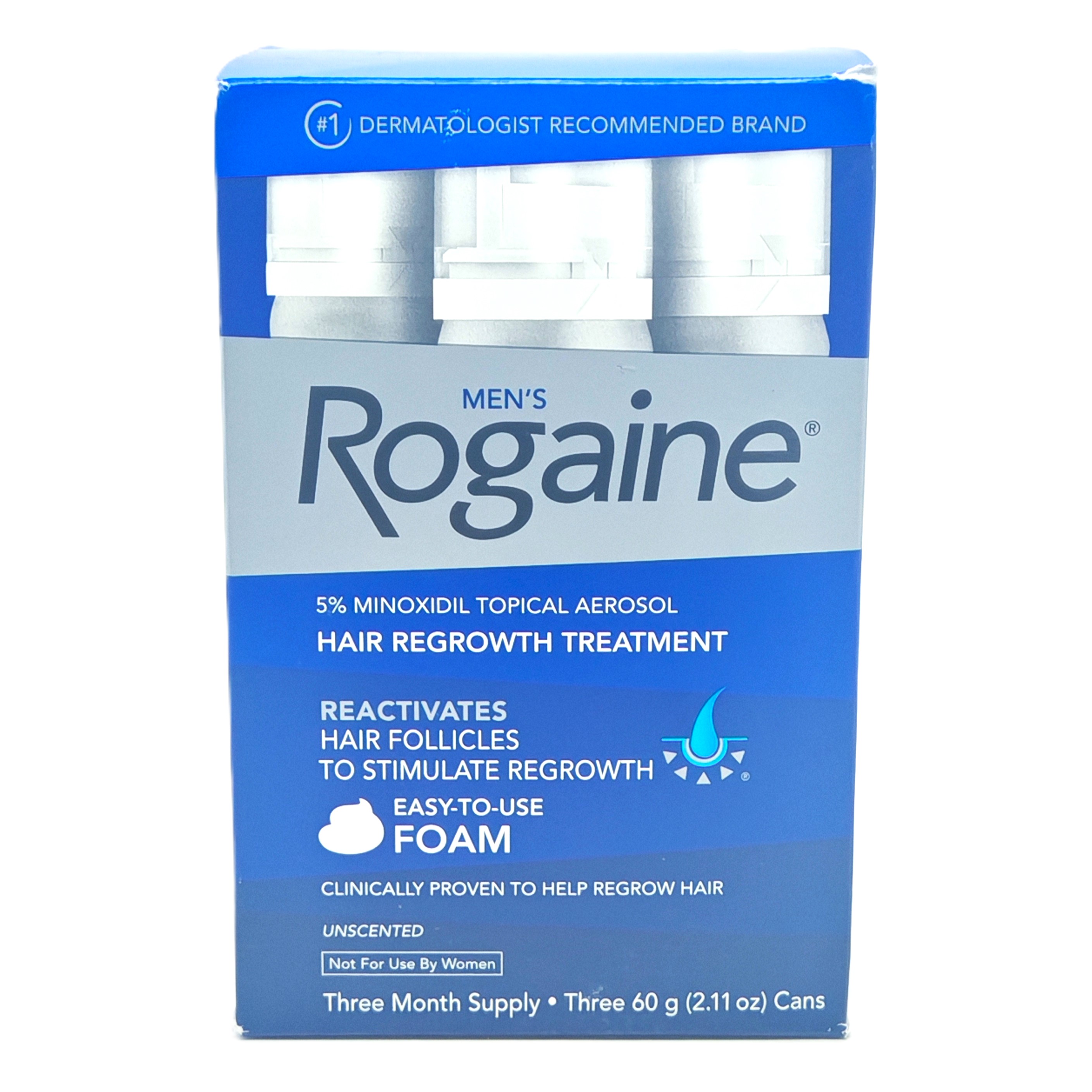 Men's Rogaine 5% Minoxidil Topical Aerosol Hair Regrowth Treatment Three Month Supply